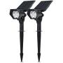 VOSONX Solar Spot Lights Outdoor - Adjustable Wireless Waterproof Solar Powered Landscape Spotlights 2-in-1 Outdoor Solar Lights for Yard Garden Driveway Porch Walkway Pool Patio (Cold White)