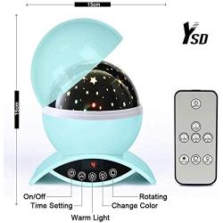 YSD Night Lighting Lamp, Modern Star Rotating Sky Projection, Romantic Star Projector Lamp for Kids, USB Rechargeable & Remote Control, Best Gifts for Kids,Bedroom(Blue)