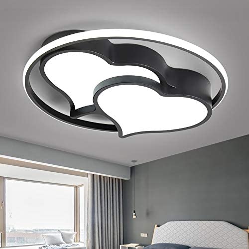 Creative LED Ceiling Light, CraftThink Acrylic Flush Light Fixture with Loving Heart LED Ceiling Light for Dining Room Kitchen- Black, White Light