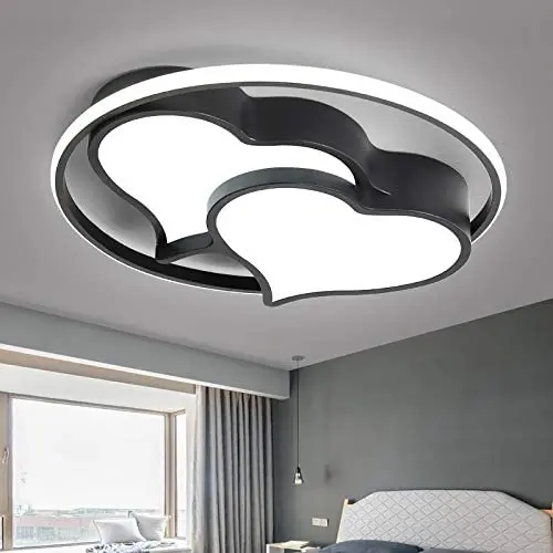 Creative LED Ceiling Light, CraftThink Acrylic Flush Light Fixture with Loving Heart LED Ceiling Light for Dining Room Kitchen- Black, Warm Light