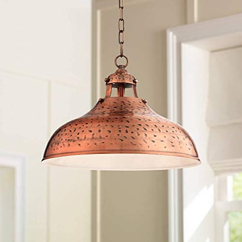 Essex Dyed Copper Pendant Light 16& Wide Modern Farmhouse Industrial Rustic Hammered Dome Shade Fixture for Kitchen Island Dining Room - Franklin Iron Works