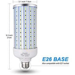 2-Pack DooVii 500W Equivalent LED Corn Bulb,5500 Lumen 6000K,Cool Daylight LED Street and Area Light,E26/E27 Medium Base,for Outdoor Indoor Garage Warehouse High Bay Barn Backyard and More