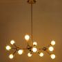 Derksic 12 Lights DNA Chandelier Modern Chandelier with Globe Glass Shade Gold Sputnik Chandelier LED Lighting with 12 G9 Bulbs Included for Dining Room Living Room Kitchen Foyer