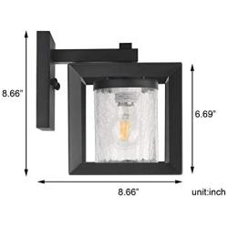 TENGXIN Outdoor Wall Sconce,Wall Lantern,Proch Light,Black Finished with Crackle Glass Shade UL Listed,1 Pack,Suitable for Garden & Patio Lights