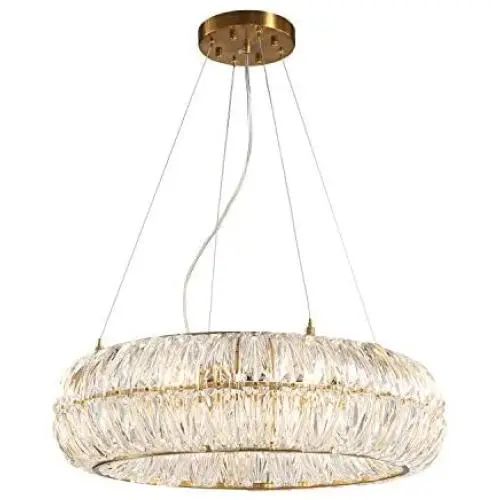 SILJOY Luxury Round Crystal Chandelier Gold Circular Ring Pendant Ceiling Light Fixture for Dining Room Living Room Bedroom 8 Light SILJOY Luxury Round Crystal Chandelier Gold Circular Ring Pendant Ceiling Light Fixture for Dining Room Living Room Bedroom 8 Light