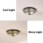FERWVEW Modern 2 Lights 11.8'' Flush Mount Crystal Ceiling Light Fixtures, Black Sparkling Bowl Shape Chandeliers Ceiling Lamp for Bedroom Living Room Kitchen Hallway Dining Kids Room
