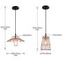 Modern Geometric Pendant Light 2 Pack Small Rose Gold Pendant Hanging Light Fixture with Deformable Lampshade, Metal Cage Pendant Lighting DIY Hanging Lamp for Hallway Kitchen Restaurant Bedroom