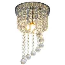 Kingneed Cystal Chandelier Lighting Flush Mount Ceiling Bulb 1 x E12 Light for Hallway Dining Room Bedroom Bathroom Kitchen Bar (D 7.85)