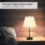 Bedside Table Lamps Set of 2, Modern Lamps Small Desk Lamps for Bedroom, Living Room with Ivory White Barrel Fabric Shade & Metal Base ( Without Bulb )