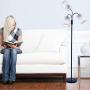 3 Light Adjustable Floor Lamp by Light Accents - Medusa 3 Light Standing Lamp - Multi Head Standing Lamp with 3 Adjustable White Fabric Reading Lamps - Lamps for Living Room (Black)