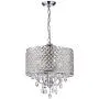Edvivi Marya 4-Light Chrome Round Crystal Chandelier Ceiling Fixture | Beaded Drum Shade | Glam Lighting