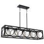 TODOLUZ Black Finish 5-Light Farmhouse Chandelier with Globular Seeded Glass Rectangle Kitchen Island Lighting Fixture for Dining Room Pool Table