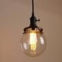 Pathson Industrial Island Pendant Lights, 3-Lights Dining Pendant Lighting with Globe Glass, Vintage Hanging Lamp Fixtures for Kitchen Living Room Bedroom (Black)