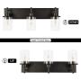 Black Wall Sconce，Bathroom Vanity Light Fixtures 3 Lights Farmhouse Sconces Wall Lighting with Clear Glass Lampshade for Bedroom Hallway Living Room Kitchen