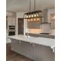Eapudun Kitchen Island Lighting, 38-Inch 5 Light Farmhouse Linear Chandelier for Dining Room Pool Table Pendant Light Fixture, Black&Silver Hand-Brush Finish, PDA1272-FBGT
