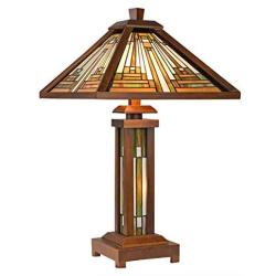 Maxxmore Tiffany Style Table Lamps Tiffany Table Lamps Stained Glass Desk Lamp Mission Stained Glass Lamps 15 inch Wide 3-Light with Night Light Tiffany Lamp