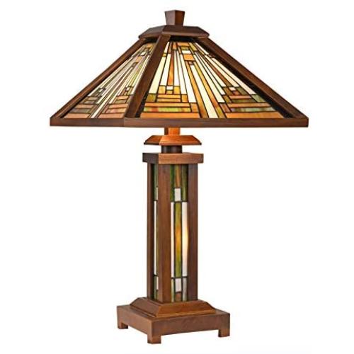 Maxxmore Tiffany Style Table Lamps Tiffany Table Lamps Stained Glass Desk Lamp Mission Stained Glass Lamps 15 inch Wide 3-Light with Night Light Tiffany Lamp