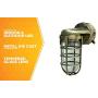 Woods L1707SVAB Traditional 100W Incandescent Weather Industrial Light, Suitable for Indoor and Outdoor Use, Wall Mount, Metal Die Cast Construction and Tempered Glass Lens, Antique Brass
