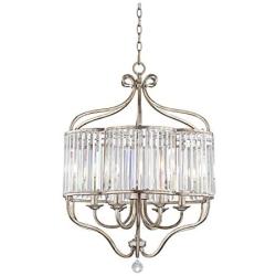 Stella Antique Soft Silver Chandelier 22'' Wide Modern Crystal Glass 6-Light Fixture for Dining Room House Foyer Kitchen Island Entryway Bedroom Living Room - Vienna Full Spectrum