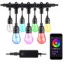 HBN Smart Outdoor Patio Light RGBW Color & White LED Lights Smart String Light-48ft, 24 Round Bulbs, 2.4 GHz Only, Works with Alexa/Google Assistant, App Controlled, No Hub Needed, IP65 Waterproof