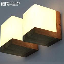 Vintage Wooden Wall Lamps, Industrial Sconces with Retro Glass Shades for Living Room, Bedrooms, Indoor Bedside Decoration