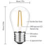 S14 LED Outdoor Edison Light Bulbs Nondimmable,for String Light Replacement, E26 Medium Screw Base,2700K 15Pack,2 Watt to Replace 11w Incandescent Bulb, Waterproof, Clear Glass