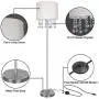 61'' Crystal Floor Lamp LED Standing Lamp Linen Shade Elegant Design Floor Light Tall Upright lamp with LED Bulb for Living Room, Bedroom, Office and Reading(Chrome)
