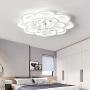 LAKIQ Modern LED Chandelier Fixture Acrylic Crystal Flush Mount Ceiling Lighting Flower Shape Close to Ceiling Lights for Living Room Dining Room Bedroom(White Light, 27)