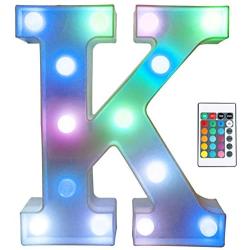 Pooqla Colorful LED Marquee Letter Lights with Remote – Light Up Marquee Signs – Party Bar Letters with Lights Decorations for The Home - Multicolor K