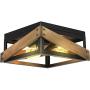 Lampundit 2 Light Rustic Farmhouse Ceiling Light Fixture Flush Mount, Vintage Ceiling Lights, Wood Ceiling Lights for Hallway Entryway Kitchen Dining Room Bedroom, Black & Wood Finish, E26