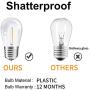 YVETTE LED Outdoor String Lights 25ft, Waterproof Backyard String Lights, Linkable ETL Approved 8 Base Sockets 2200K WarmWhite 9 S14 Bulbs(1 Spare) for BBQ Porch Wedding Garden Party (White)