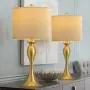 OYEARS Modern Table Lamps Set of 2 for Bedroom 24.25“ Nightstand Lamp for Living Room Bedside Table Lamp with Linen Lamp Shade Gold