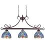 Capulina Tiffany Pool Table Lights 3-Light Dining Room Light Stained Glass Chandelier Hanging Light Dragonfly Dining Table Lights Vintage Style Chandelier