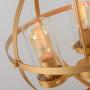 FERWVEW 3 Lights Sphere Gold Ceiling Hanging Light Fixtures Globe Pendant Chandeliers, Metal Farmhouse Ceiling Lighting for Kitchen Island Living Dining Room Foyer Bedroom Entry