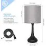 Bedside Nightstand Table Lamps, Modern Black Metal Base with Grey Linen Lampshade Desk Lamp, Small Lamp Set of 2 for Living Room, Dorm, Kids Room, Hotel, Hallway Decor