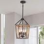 Rustic Chandelier 4-Lights,Adjustable Height Farmhouse Chandelier Light Fixture for Dining Room, Kitchen, Hallway and Entryway, UL Listed