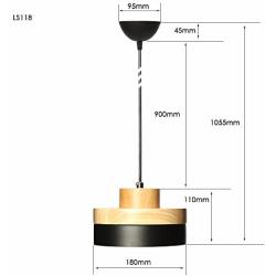 Comtemporary Pendant Light 60W Black Lampshade Industrial Metal Pendant Light Shade Ceiling Hanging Light Fixtures Light Guard 1 Light for Dining Room,Kitchen (Black)