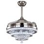 Fandian 42'' Crystal Ceiling Fan with Lights Remote Chandelier Fixture Retractable Invisible Blades 3 Color Changes Lighting Decors for Living Room Dining Room Bedroom