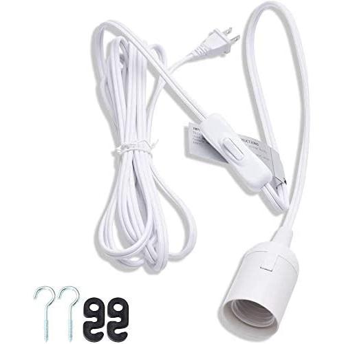 JACKYLED Extension Hanging Lantern Cord Cable UL 12Ft E26 E27 Socket On/Off Button Plug in Pendant Lighting for Kitchen Bedroom Plant Growth Light