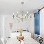 VINLUZ 6 Light Classic Dining Room Kitchen Island Chandelier in Brushed Nickel Finish Contemporary Pendant Lighting Ceiling Hanging Fixture for Living Room Kitchen Foyer