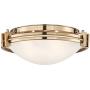 Deco Modern Ceiling Light Flush Mount Fixture Warm Brass 12 3/4'' Wide Satin White Glass Bowl for Bedroom Kitchen Living Room Hallway Bathroom - Possini Euro Design