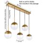 Kitchen Pendant Light with Sphere 5-Light, A1A9 Modern Industrial Glass Ball Globe Ceiling Lights Fitting, E26 LED Chandelier Lamp Fixture for Kitchen Island, Bar, Dining Room, Counter, Cafe (Brass)