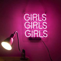 Neon Signs Girl Girls Girls Girls Neon Signs Girl Wall Decor Neon Light Sign Led Sign for Bedroom Neon Words Cool Art Neon Sign Cute Neon Lamps Home Room Beer Bar Custom Red Neon Wall Light 12''x10.6''