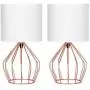 Table Lamps Set of 2 Bedside Lamps Modern Desk Lamp Rose Gold Hollowed Out Metal Base with White Lampshade Night Light Pair for Bedroom Living Room