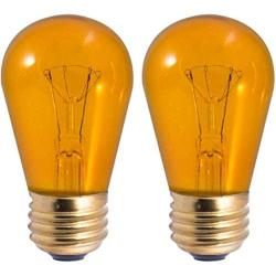 Halloween Light Bulbs - 11 Watt Orange Light Bulbs - Dimmable - E26 Base - by GoodBulb (11 Watt S14, 2 Pack)