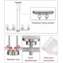 Harriet Modern/Contemporary 4-Light Chandelier Frosted White Linen Glass Shades, Brushed Nickel Finish, Chain Adjustable, HPL03BN-4