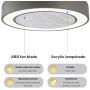 Invisible Ceiling Fan with Light Remote Control Dimmable 3 Speed LED Low Profile Semi Ceiling Lamp Timing Bedroom Dining Living Room