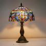 Tiffany Style Lamp Stained Glass Table Reading Light Blue Purple Cloud Shade W12H18 Inch S558 WERFACTORY Lamps Parent Lover Living Room Bedroom Office Study Bedside Bookcase Desk Antique Craft Gift