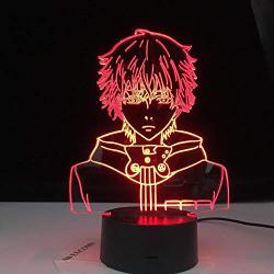 3D Night Light Illusion Decoration Gifts Christmas Tokyo Ghoul Ken Kaneki Face USB 3D Led Night Light Nightlight for Reading Room Decor Light Gift for Birthday Table Lamp GLASA