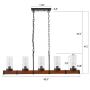 Wellmet Farmhouse Chandeliers for Dining Room, 5-Lights Kitchen Island Lighting, Rustic Wood Chandeliers with Seeded Glass Shades, 43'' Linear Hanging Pendant Light Fixture
